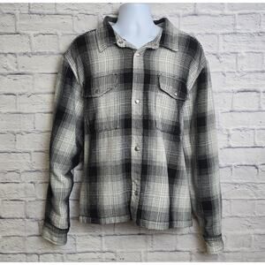 The North Face Jacket Mens Size XXL Black Plaid Heavyweight Shacket Snap Buttons